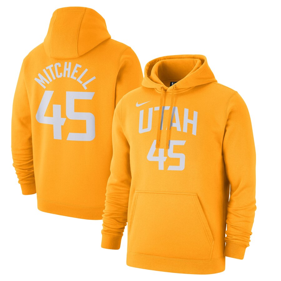 NBA Utah Jazz #45 Donovan Mitchell Nike 201920 City Edition Name Number Pullover Hoodie Gold->utah jazz->NBA Jersey